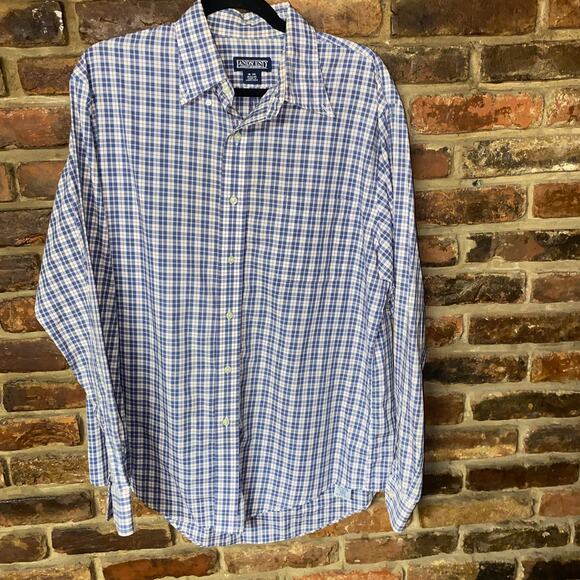 Lands' End Blue Red Plaid Long Sleeve Button Down Shirt Men's Size 16-35 - Picture 1 of 5